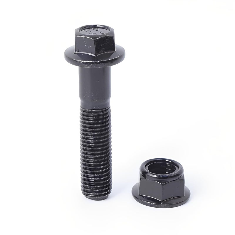 Minho M10-1.25 x 40mm Flange Head Bolts in Carbon Steel Material,Flange Hexagon Screws Come with Flange Nuts,Black Oxide Finish Plated,Partial Thread, 12 Sets - Image 2